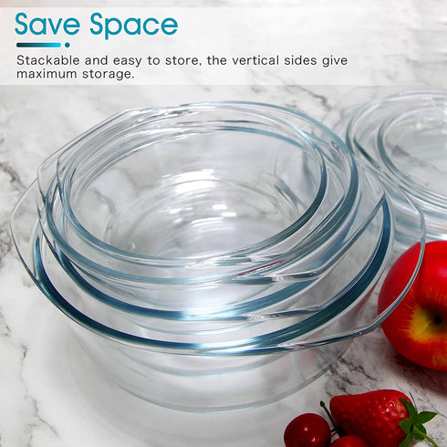 Clear Round Glass Casserole by NUTRIUPS | With Lid, Heat, Cold and Shock Proof,Oven, Freezer and Dishwasher Safe,0.65 L