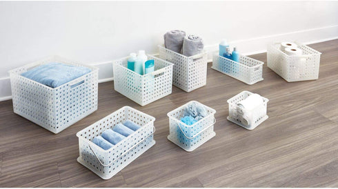 iDesign Modulon X/6 BPA-Free Recycled Plastic Large Stackable Basket, 11.2" x 14.3" x 8.1", Frost