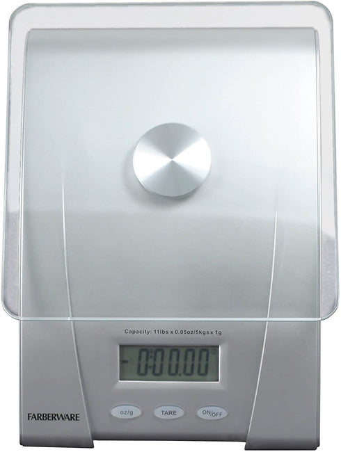 Farberware Professional Electronic Glass Kitchen and Food Scale, 11-Pound, SILVER - 5083276