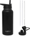 DUIERA 32oz Stainless Steel Water Bottle Vacuum Insulated Water Bottle with Straw & Leak Proof Spout Lids, BPA Free, Keep Cold or Hot - Black