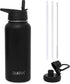 DUIERA 32oz Stainless Steel Water Bottle Vacuum Insulated Water Bottle with Straw & Leak Proof Spout Lids, BPA Free, Keep Cold or Hot - Black