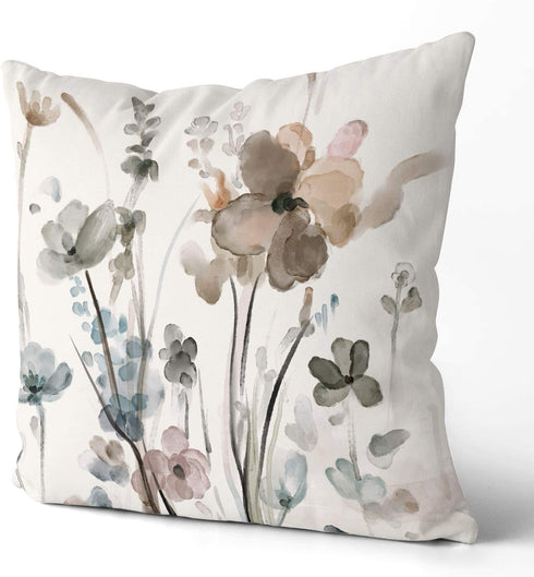 Flower Throw Pillow Covers 20x20 Set of 2, Cozy Flowers Pillow Cushion Cases, Modern Decorative Square Pillowcases for Sofa Couch Bedroom Living Room Car Seat