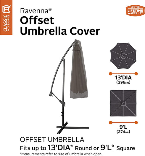 Classic Accessories Ravenna Water-Resistant 13 Foot Offset Patio Umbrella Canopy Cover