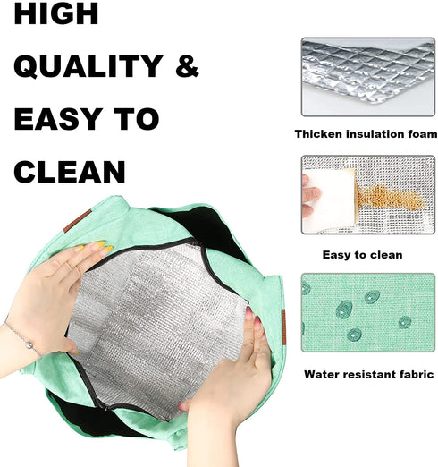 Insulated Lunch Bag Women Lunch Box Reusable Durable Leakproof Large Lunch Tote for Women Men Adult with Bottle Holder and Side Pockets for Work Picnic Travel - Heather Teal