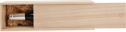 Twine, Single Bottle Wooden Decorative Wine Box with Lid, Great for Wine Accessory Sets, Exposed Wood Grain