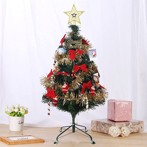 EZYDECOR Metal Christmas Tree Stand for Artificial Tree 17.7" Folding Stand with Rolling Wheels (Green)
