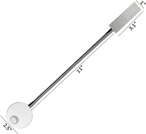 Plug Wired Flexible 3X 1W 85-265V Aluminum Gooseneck Led Wall Mount Light Sconce Lamp Lighting with Switch for Bedroom Reading & Multi-Purpose Lighting (Cool White Lighting)