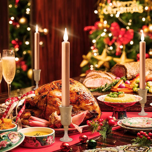 Window Candles Flickering Battery Operated with Remote and Timer, 6 Pack Electric Gold Flameless Taper Candles with Magnetic Base for Christmas Halloween Dinner Wedding Party Decoration
