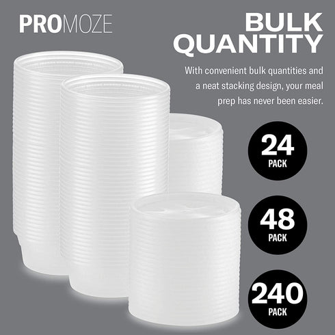 Plastic Deli Food Storage Containers With Leak-Proof Lids (48 Pack, 8 Oz) | Microwaveable Airtight Container For Soups, Snacks, Meal Prep, Salad, Ice Cream | BPA-Free Kitchen & Restaurant Supplies
