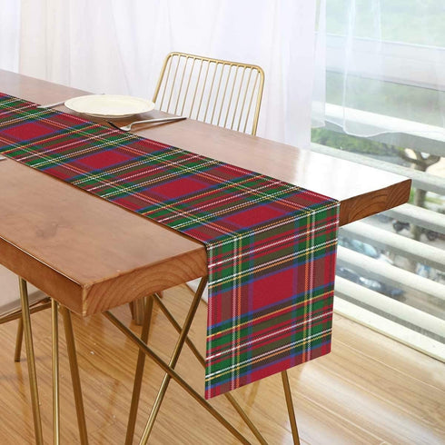 SUABO Table Runner Christmas Red and Green Tartan Plaid Striped Pattern Non-Slip Heat Resistant Modern Table Runners for Dinner Holiday Party Wedding Decoration 13 x 90 Inch