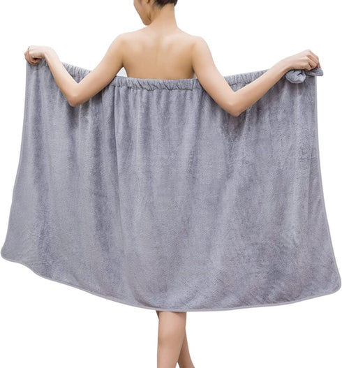 Towel Wrap for Women, Adjustable Shower Wrap Towel with Home Hotel Bathrobes Nightgown for Sauna Beach Pool Gym Travel - Gray XL