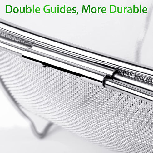 18/8 Stainless Steel Over The Sink Colander with Fine Mesh Strainer Basket & Expandable Rubber Grip Handles - Strain, Drain, Rinse Fruits, Vegetables