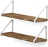Wallniture Ponza Floating Shelves for Wall, Bathroom Shelves Wall Mounted Set of 2, Burned Finish Wood Shelves with White Shelf Brackets