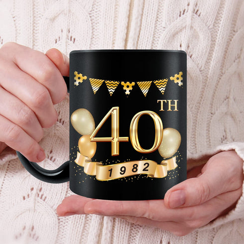 Greatingreat 1982 Old Time Information-40th Birthday Mug, Happy 40 Birthday Party, Turning 40 Birthday, 40th Bday For Her & Him, Forty Birthday Mug, Milestone Birthday