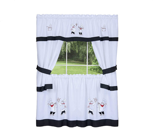 Achim Home Furnishings 58-Inch by 36-Inch Gourmet Embellished Cottage Topper with 58-Inch by 36-Inch Swaggers for Windows