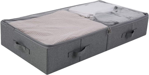 33.5x17x6" Long Collapsible Storage Boxes, holding shape well, Good under the bed organization solutions for kids toys- comforters -shoes, or wires electronics in TV stand. Dark Gray