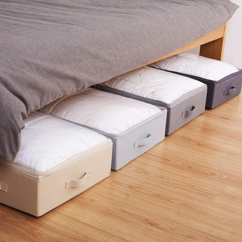33.5x17x6" Long Collapsible Storage Boxes, holding shape well, Good under the bed organization solutions for kids toys- comforters -shoes, or wires electronics in TV stand. Dark Gray