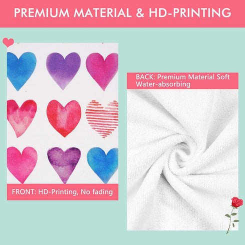 3Pcs Valentine's Day Beach Towel Set Include Beach Towel, Hand Towel and Wash Towel, Romantic Love Heart Bath Towel Set for Couples, Women, Men, Soft Towel Set for Valentine's Day Bathroom Home Decor
