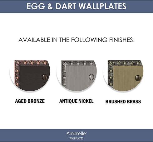 Amerelle Egg & Dart Quadruple Rocker Cast Metal Wallplate in Antique Nickel