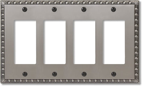 Amerelle Egg & Dart Quadruple Rocker Cast Metal Wallplate in Antique Nickel