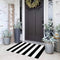 Black and White Outdoor Runner Rug 27.5'' x 43'',Washable Striped Layered Doormats Front Porch Rug Farmhouse Check Entrance Carpet for Welcome Mat/Indoor/Laundry Room