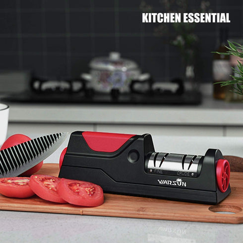 WARSUN Electric Knife Sharpener, Kitchen Knife Sharpening, Professional Knife Sharpener Electric Tool for Chef Knife, Black(Upgraded),not for Ceramic, Serrated Knives