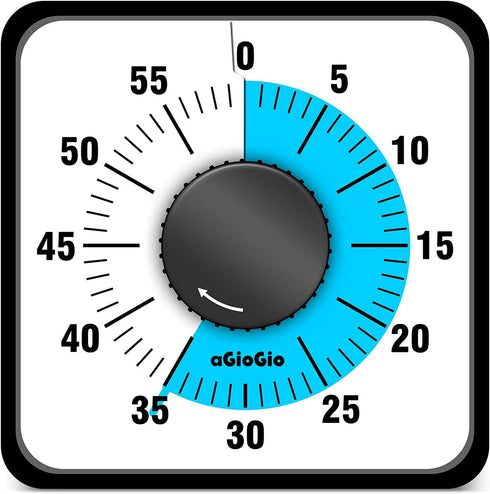 aGIOGIO 60-Minute Visual Countdown Timer,7.5 Inch Oversize Classroom Visual Timer for Kids and Adults, Mechanical Kitchen Timer Clock with Magnetic Backing (Blue, Square)