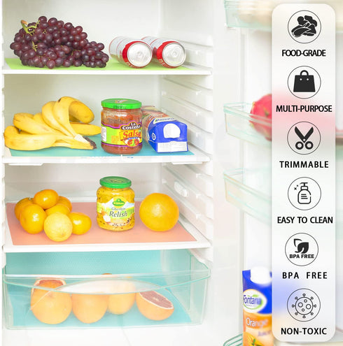 12 Pcs Refrigerator Liners, MayNest Washable Mats Covers Pads, Home Kitchen Gadgets Accessories Organization for Top Freezer Glass Shelf Wire Shelving Cupboard Cabinet Drawers (12 White)