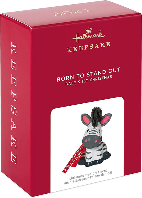 Hallmark Keepsake Christmas Ornament, Year Dated 2021, Born to Stand Out Baby's 1st Christmas Zebra