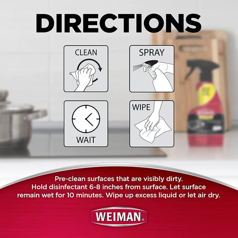Weiman Disinfectant Stovetop Cleaner for Daily Use (2 Pack) Streak Free, Residue Free, Non-Abrasive Formula - 22 Ounce