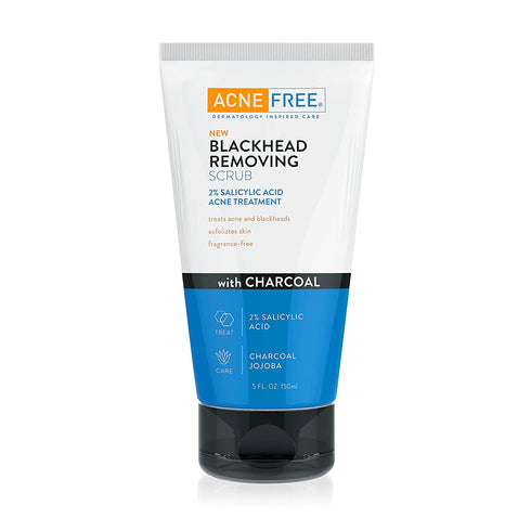 Acne Free Blackhead Removing Scrub with Salicylic Acid, Charcoal, and Jojoba, Exfoliates Skin, Fragrance-Free, Formulated for Acne-Prone Skin, Maximum Strength, 5 Ounce