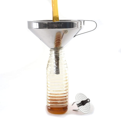Norpro 5-Inch Stainless Steel Funnel with Detachable Strainer, Set of one, Silver