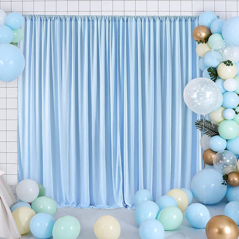 10ftx7ft Blue Wrinkle-Free Backdrop Drapes, Blue Polyester Background Curtains Backdrop Decorations for Wedding Home Party Supplies