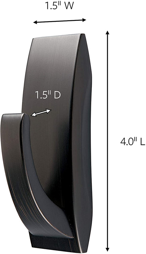 Command Large Modern Reflections Metal Hook, Oil Rubbed Bronze, 1-Hook, 2-Strips, Decorate Damage-Free