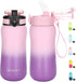 12 oz Insulated Kids Water Bottle with Straw/Chug/2 One-Click-Open Lids 10 Stickers Fruit Strainer Stainless Steel Water Bottles Double Wall Vacuum Wide Mouth BPA Free Sweat & Leak-Proof for School