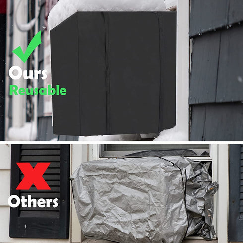 Rohuis Window Air Conditioner Covers for Outside Units - Outdoor Window AC Cover for Winter, Windproof Waterproof AC Unit Cover with Adjustable Straps, 25.6Wx21Dx17H inches