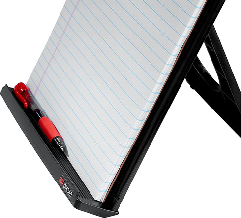 3M Desktop Document Holder Copy Holder, Adjustable Clip Holds Portrait and Landscape Documents for Easy Viewing, Bottom Ledge Has Lip to Keep up to 150 Sheets Securely in Place, Black (DH340MB)