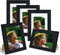 Nacial 4x6 Picture Frame Set of 5,Display Pictures 3.5x5 with Mat or 4 x 6 Without Mat, Tempered Glass for Table Top Display and Wall Mounting Wooden Photo Frame Black