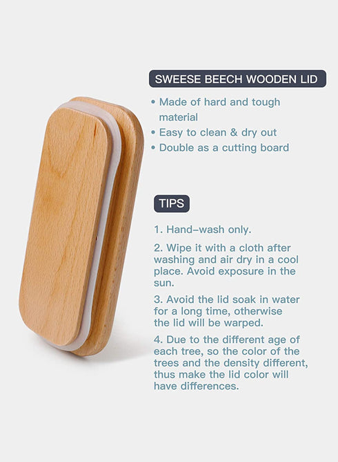 Sweese 325.101 Small Butter Dish - Airtight Butter Keeper Holds Up to 1 Sticks of Butter - Porcelain Container with Beech Wooden Lid, White