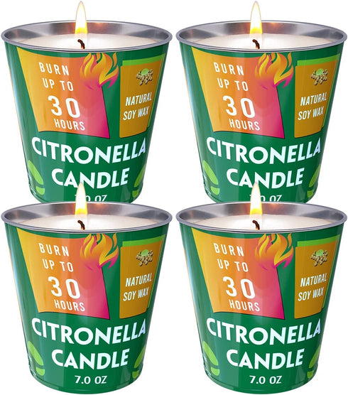 Citronella Candles Outdoor 4 Packs 7.0oz Soy Wax Candles in Metal Buckets for Home Patio Porch