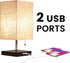 CROSSIO Table Lamp with USB Port, Fabric Shade Desk Lamp with 2 Charging Ports for Recharging Devices, Soft Ambient Lighting Bedside Nightstand Fixtures for Bedroom, Living Room,Office (13.4 inches)