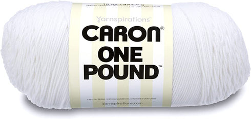 Caron 29401010501 One Pound Solids Yarn, 16oz, Gauge 4 Medium, 100% Acrylic - White - For Crochet, Knitting & Crafting ( 1 Piece )