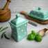 Handmade Teal Blue and White Polka Dot Small 5.3oz/150ml Ceramic Kitchen Herb, Spice, Storage Jar with Lid, Pottery Canister, Housewarming Gift by City to Cottage®