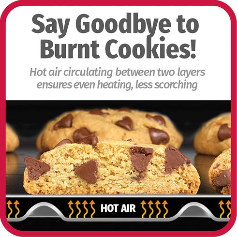 Good Cook AirPerfect 2-Pack Nonstick Cookie Sheets, Insulated Carbon Steel, Medium 14" x 12" and Large 16" x 14"