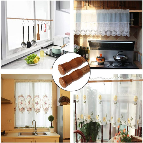 AIZESI 2pcs Tension Rod Wood Tension Curtain Rod 28 To 48 Inches Small Expandable Spring Loaded Curtain Tension Rods Adjustable Expandable Pressure Curtain Tension Rods For Kitchen, bathroom,cupboard