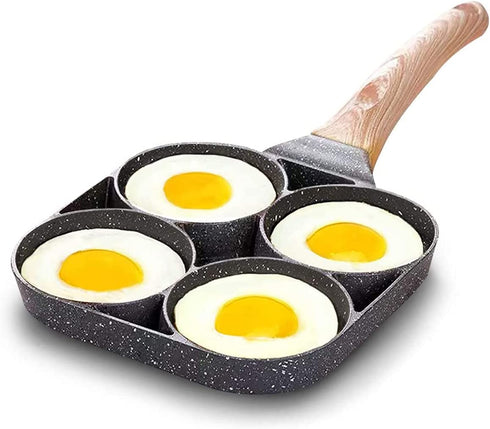 Egg Frying Pan?Non Stick Egg Cooker Pan Compatible with All Heat Sources,for Egg Burger/Breakfast Pancake Pan/Omelette?Suitable for Gas Stove & Induction cooker(four section)