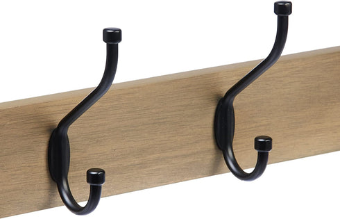 Amazon Basics Wall-Mounted Farmhouse Coat Rack, 5 Standard Hooks, Barnwood
