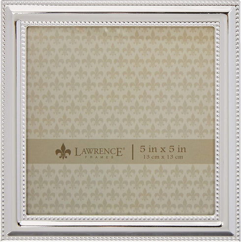 Lawrence Frames Metal Picture Frame Silver-Plate with Delicate Beading, 5 by 5-Inch