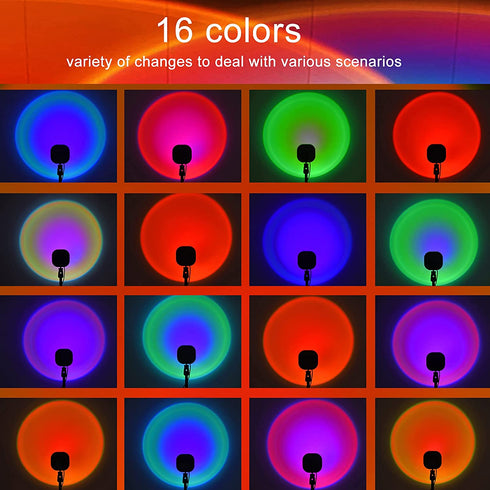 Sunset Lamp, Remote Control 16 Changing Colors Sunset Projection Lamp, 180 Degree Rotation USB Sunset Light, LED Night Lights for Party Birthday Holiday Christmas Gift