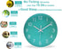 Modern Simple Wall Clock Indoor Non-Ticking Silent Sweep Movement Wall Clock for Office, Bathroom, Living Room Decorative 10 Inch Teal